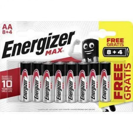 AA-Batterie LR 1.5V Alkaline Max, Packung mit 8+4 Batterien.