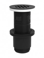 Bonde lavabo universelle à grille noire, avec ou sans trop plein, 100 mm recoupable