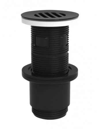 Bonde lavabo universelle à grille noire, avec ou sans trop plein, 100 mm recoupable