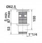 Universele wastafelafvoer met zwart rooster, met of zonder overloop, 100 mm met uitsparing