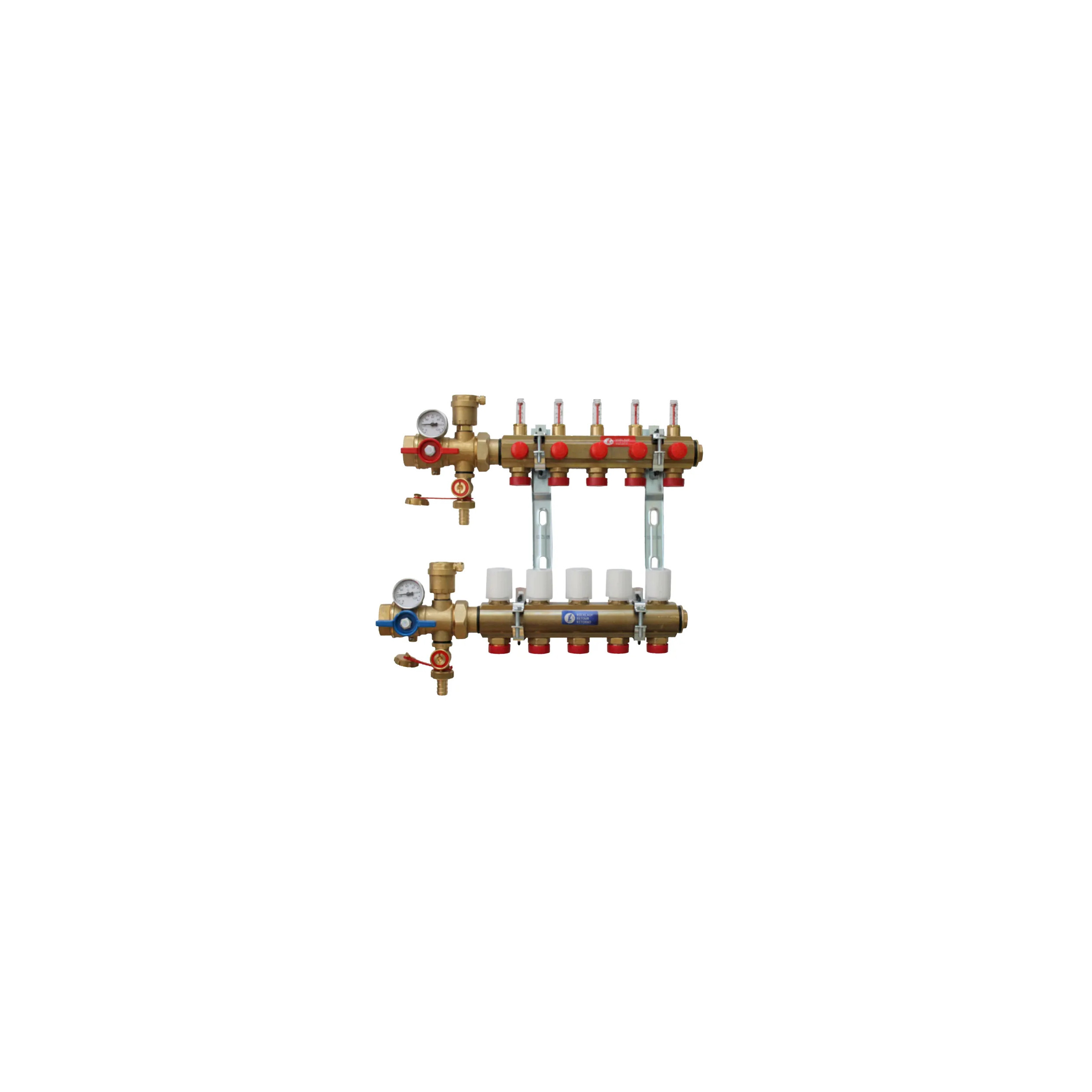Collettore KITR553FK preassemblato con flussometro e valvole multifunzione, 4 uscite