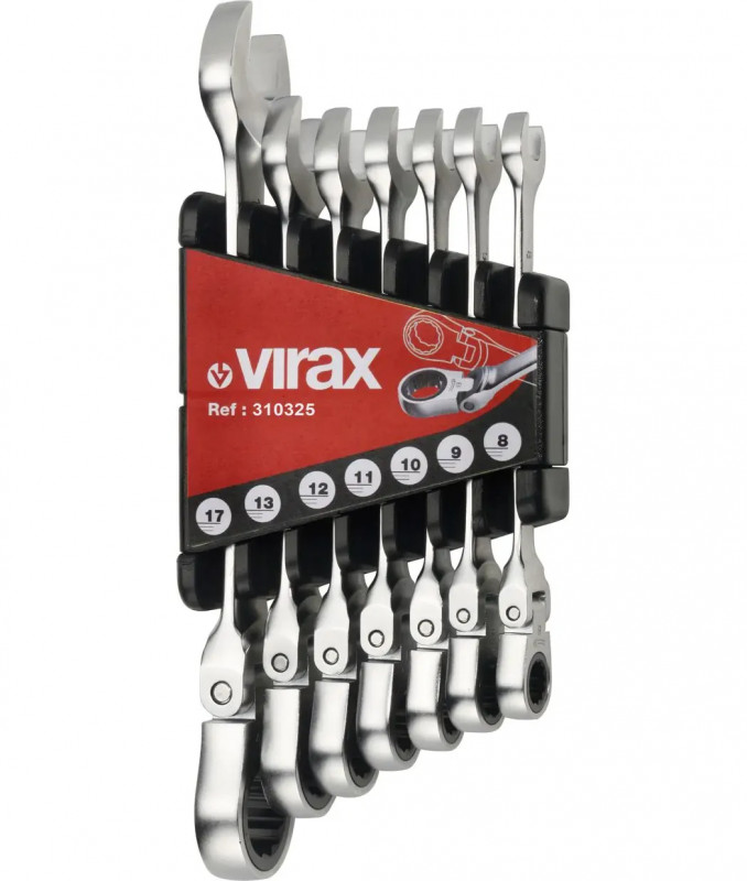 Set van 7 ratelsleutels met flexibele kop 8-17 mm