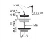 Gootsteenafvoer met 1 bak en plug, diameter 60 mm