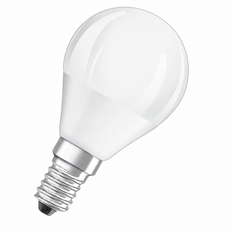 Lampadina LED opaca sfera E14, 4.9W, bianco caldo. Lampadina LED opaca sfera E14, 4.9W, bianco caldo.