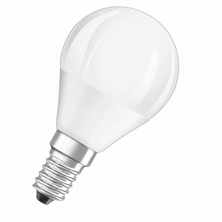 LED-Glühlampe matt Kugel E14, 4.9W, warmweiß.