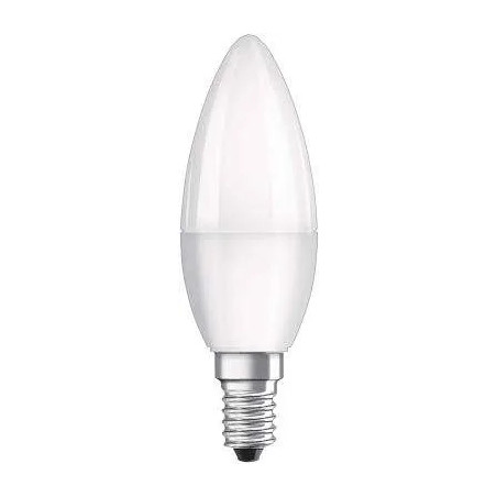 Lampadina LED E14 a fiamma smerigliata, 4,9W, bianco freddo.
