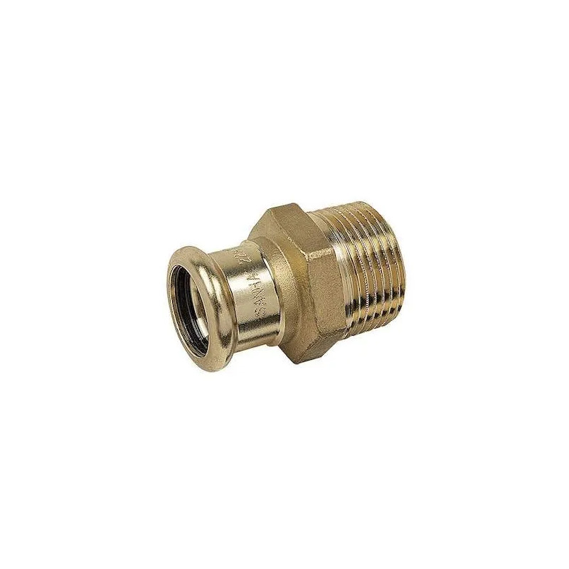 Boquilla de engarce en cobre de 14 mm de diámetro, rosca macho de 15x21. Boquilla de engarce en cobre de 14 mm de diámetro, rosca macho de 15x21.