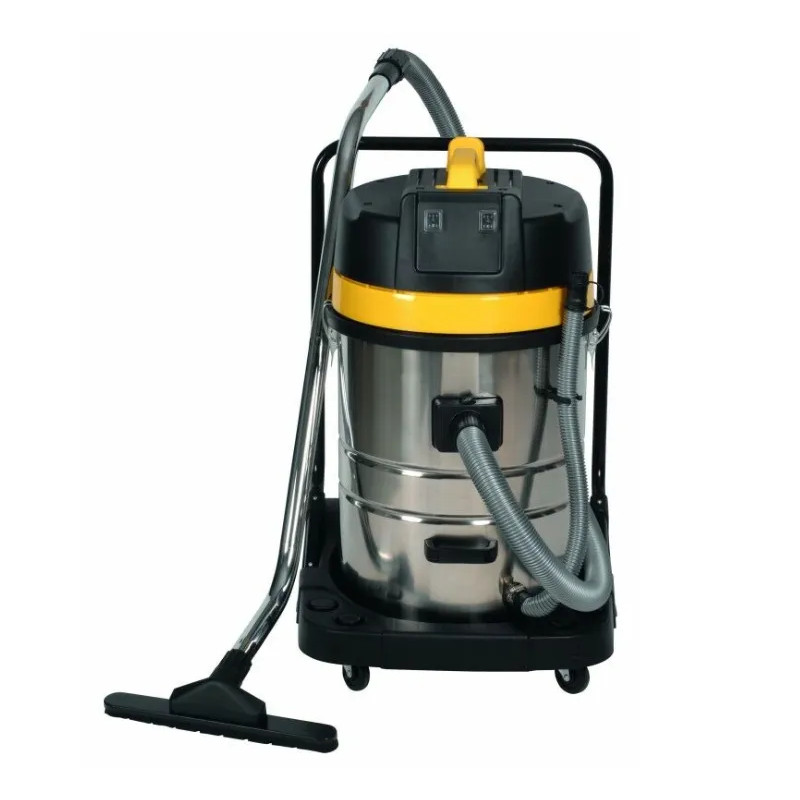 Roestvrijstalen stofzuiger 70 liter nat en droog met trolley, 2 motoren, 2000W Roestvrijstalen stofzuiger 70 liter nat en droog met trolley, 2 motoren, 2000W