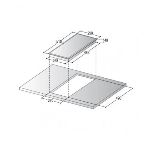 Domino schwarzes Glaskeramik-Kochfeld mit Hebel, 29x51 cm