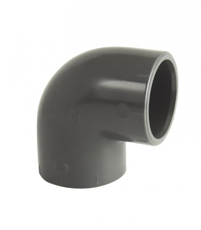 PVC-drukbocht 90° diameter 16 mm, vrouwelijk vrouwelijk