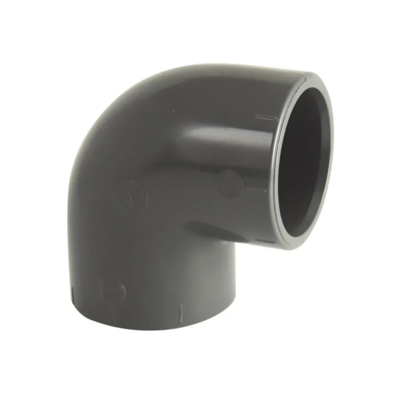 90° PVC-drukbocht, diameter 40 mm, vrouwelijk vrouwelijk