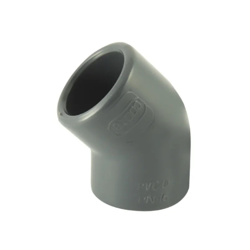 PVC zwembaddrukbocht 45° diameter 63 mm, vrouwelijk vrouwelijk