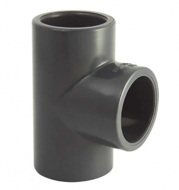 90° PVC druk T-stuk, diameter 75 mm, 16 bar