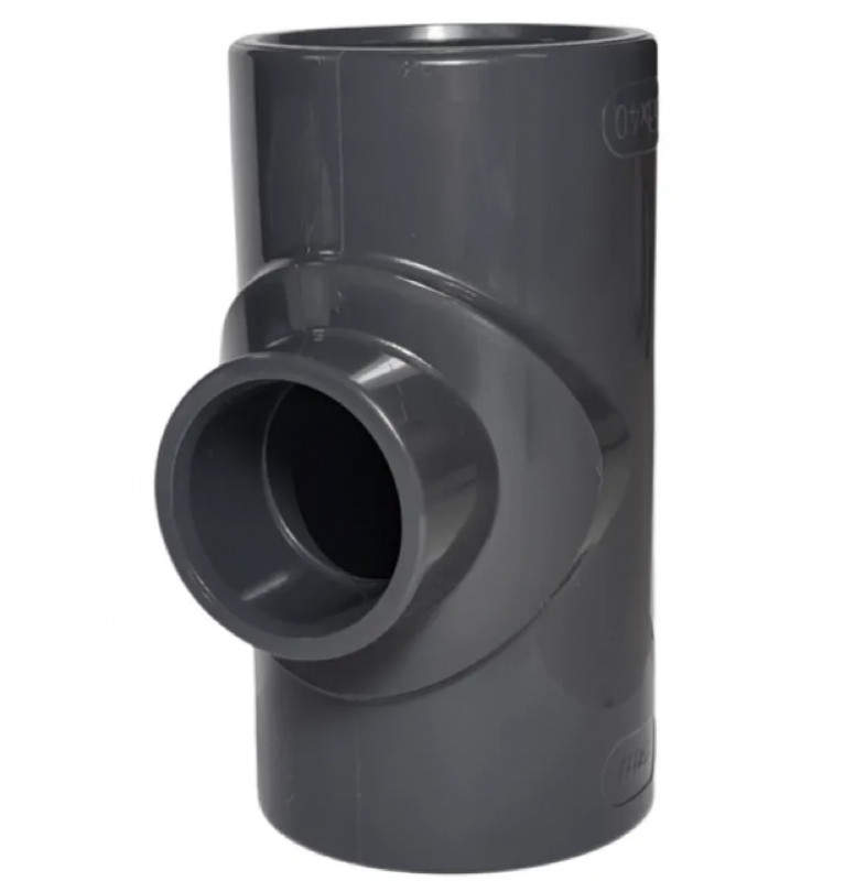 Verlaagd 90° T-stuk PVC binnendruk diameter 63, 40, 63