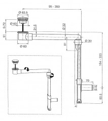 Válvula de desagüe para lavabo con sifón ahorrador de espacio y válvula de desagüe UP & DOWN