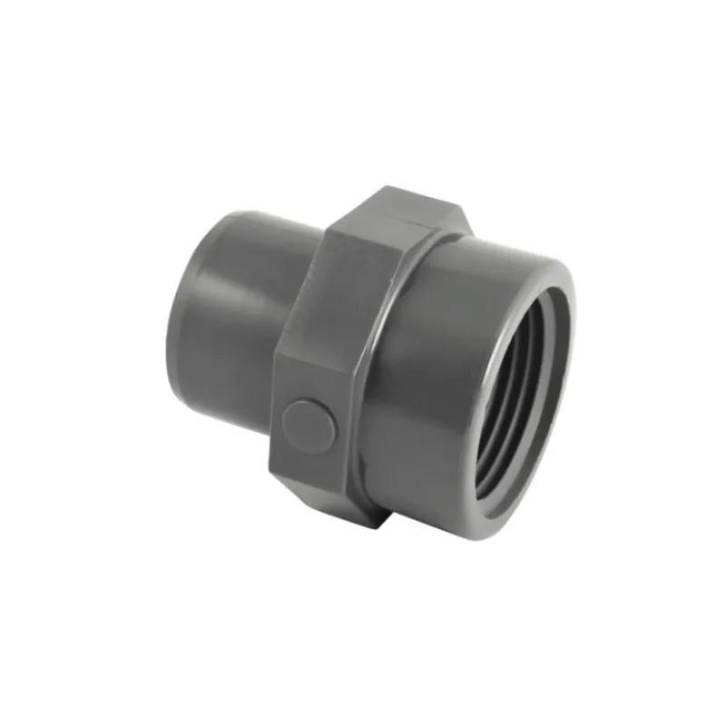 40 mm mannelijke PVC drukfitting, 33x42 vrouwelijke opschroeffitting