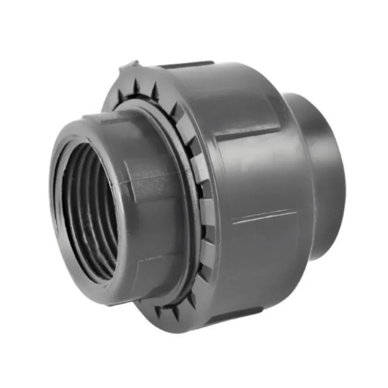 3-delige gemengde unie PVC druk vrouwelijk 75 mm, vrouwelijk 66x76