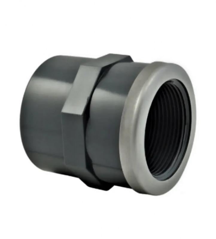 Gemengde PVC-drukmanchet 50 mm, 40x49 versterkt roestvrij staal