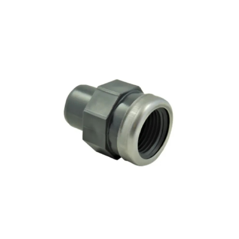 32 mm mannelijke PVC drukmof, 20x27 versterkte vrouwelijke inschroefmof