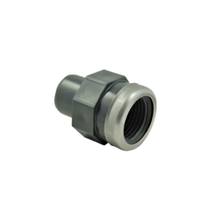 40 mm mannelijke PVC drukmof, 26x34 versterkte vrouwelijke inschroefmof