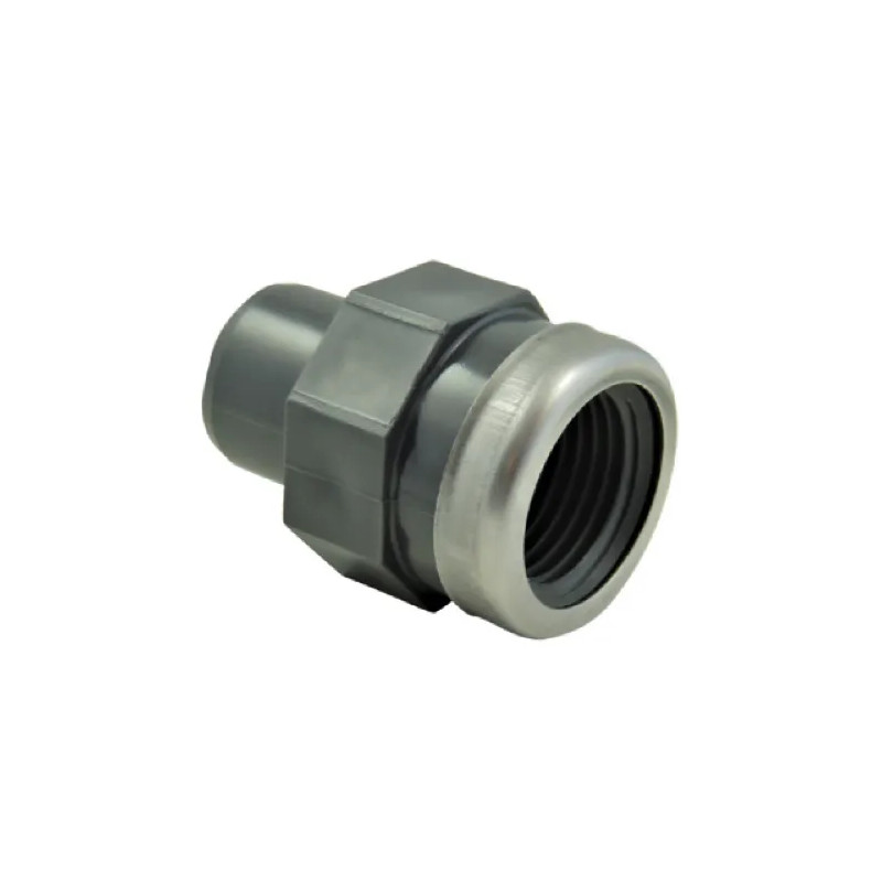 50 mm mannelijke PVC drukmof, 33x42 versterkte vrouwelijke inschroefmof