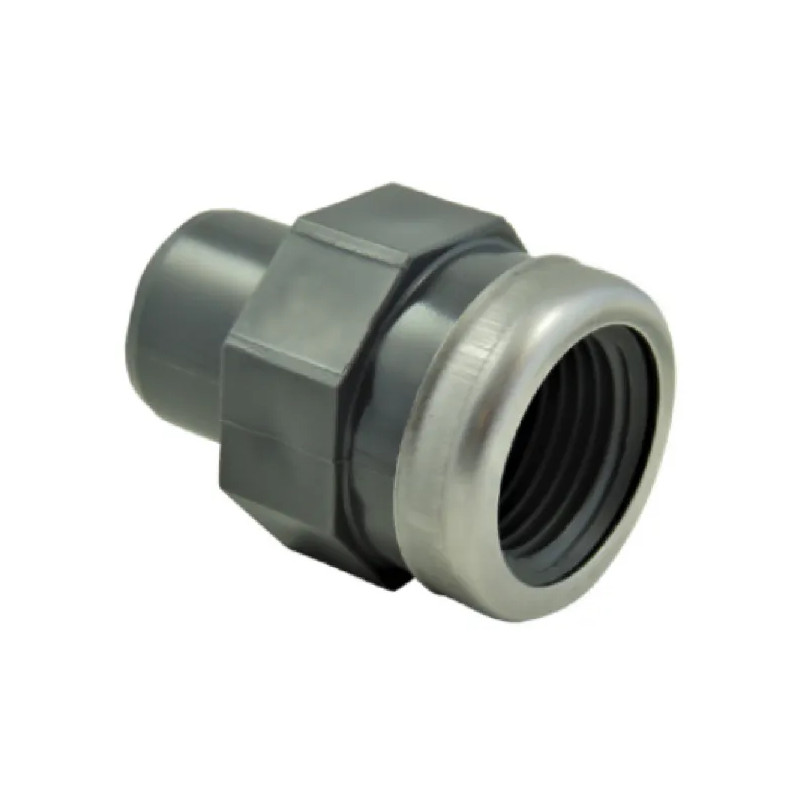 50 mm mannelijke PVC drukmof, 40x49 versterkte vrouwelijke inschroefmof