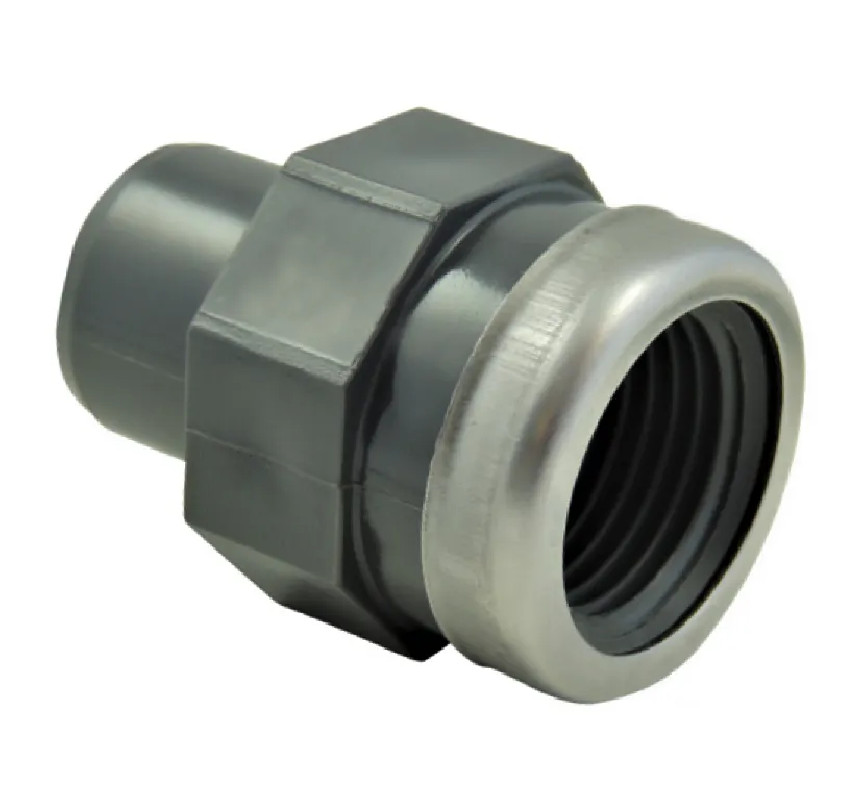 63 mm mannelijke PVC drukmof, 50x60 versterkte vrouwelijke inschroefmof