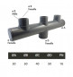 Zwembadverdeler 3 x 50 mm mannelijke uitlaten, 50 mm vrouwelijke inlaat