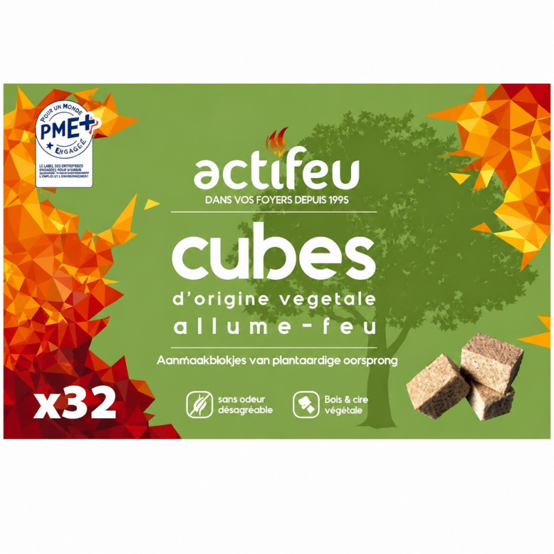 Accendifuoco actifeu legno cera vegetale 32 cubi Accendifuoco actifeu legno cera vegetale 32 cubi