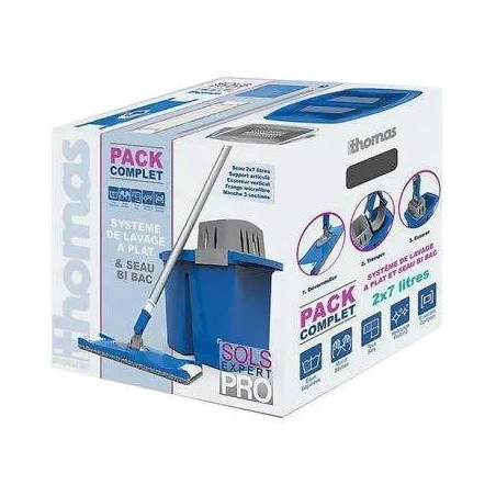 Flatbed floor washing kit with double bucket
