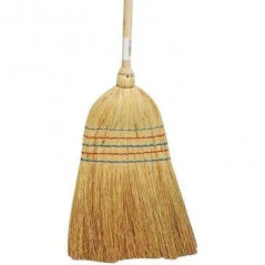 Sorghum straw outdoor broom 5 threads wooden handle