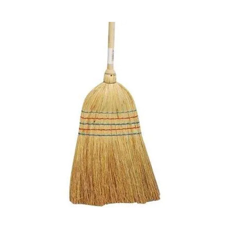 Sorghum straw outdoor broom 5 threads wooden handle