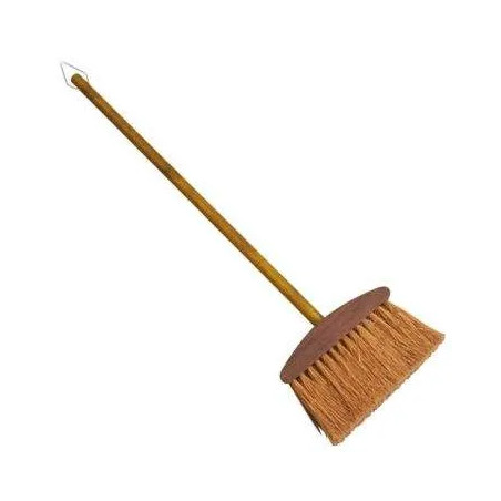 Fireplace brush wood varnished coconut fiber + handle