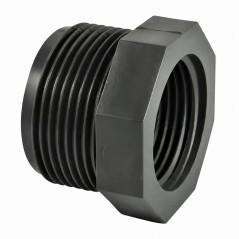 Riduzione PVC pressione corta, maschio 40x49 (1"1/2) femmina 33x42 (1"1/4).