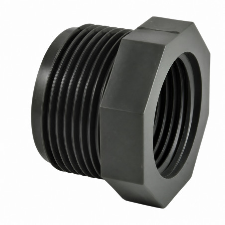 Short PVC pressure reducer, male 50x60 (2") female 40x49 (1"1/2).