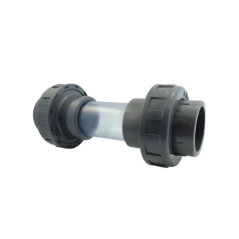 Doorstroomindicator voor PVC druk dubbele unie vrouwelijk 63 mm