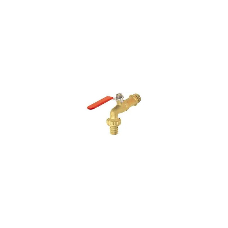 Sprinklerafsluiter 15x21 / 20x27 (1/2"-3/4") geborsteld messing vlakke handgreep rood staal.