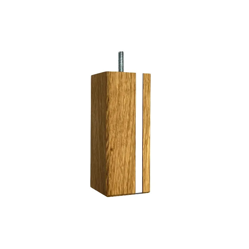 M8 vierkante voet in geolied eiken en metaal, 60x60 mm, hoogte 150 mm
