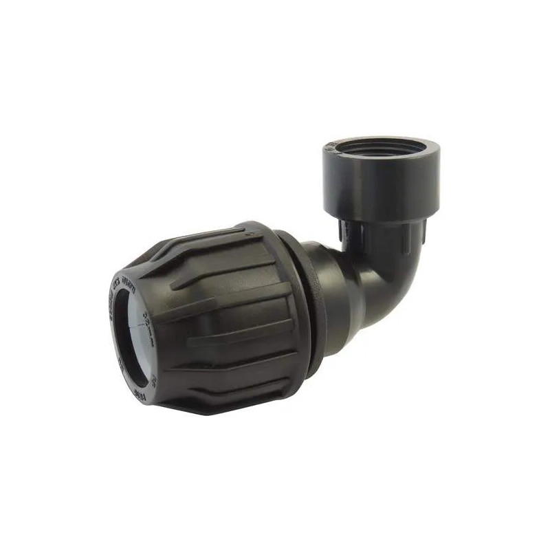 90° knelbocht voor PE 25 mm diameter, 26x34 binnendraad.