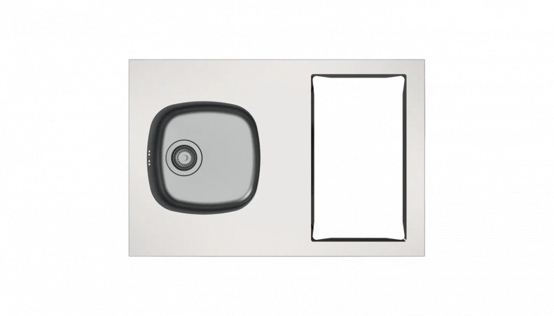 Evier cuisinette ISEO une cuve 90x60 avec découpe pour domino (non fourni) réversible