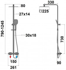 Colonne de douche thermostatique RUBY chromée, version carrée