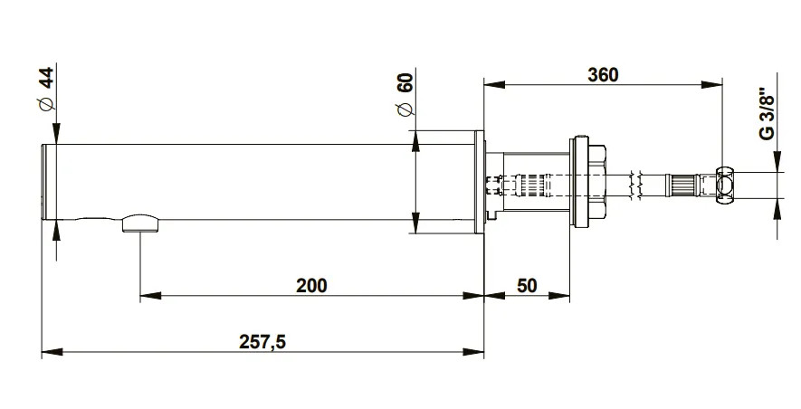 Electronic wall-mounted tap 10-50mm, 230V, for LINEA washbasin.