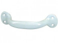 Handgreep met opschroefbare poten in wit staal, L.140mm, H.37mm, P.33mm, hartafstand 123mm, 1 stuk met schroeven.
