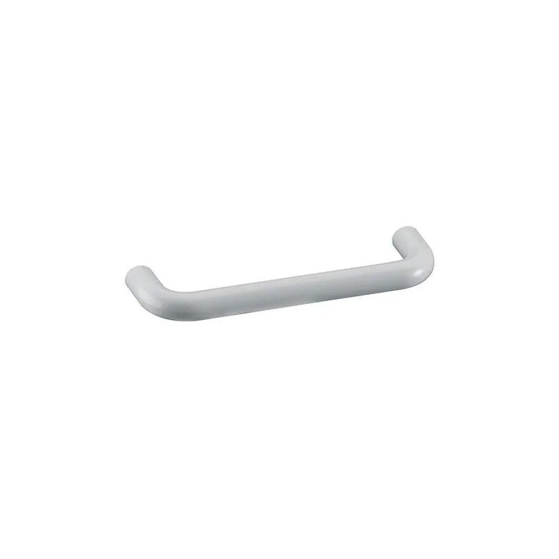 Witte pvc draadgreep, L.105mm, l.10mm, P.28mm, 96mm hartafstand, pak van 6 met schroeven.