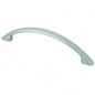 Moderne gebogen handgreep Zamak satijn vernikkeld, L.157mm, l.11mm, P.28mm, 128mm hartafstand, 1 stuk met schroeven.