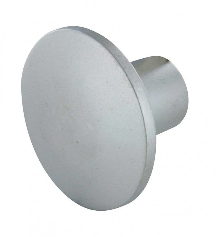 Aluminium grijze Zamak ronde knop, D.30mm, H.22mm, 1 stuk met schroeven.