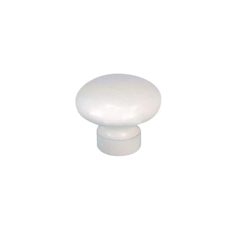 Ronde knop met wit inzetstuk, D.30mm, H.26mm, 1 stuk met schroeven.