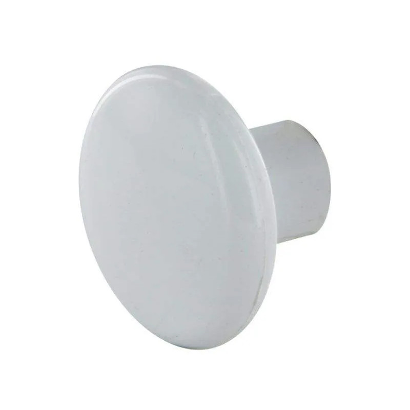 Witte kunststof ronde knop, D.35mm, P.26mm, 6 stuks met schroeven.
