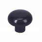 Zwarte ronde kunststof knop, D.35mm, H.26mm, 1 stuk met schroeven.