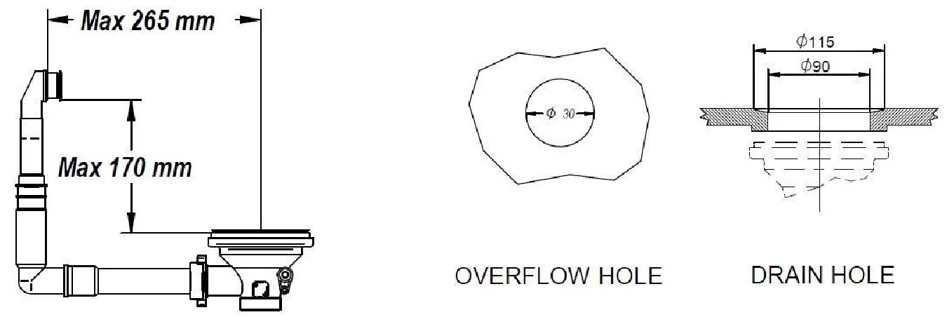 Automatische gootsteenafvoer diameter 114mm, satijn nikkel met ronde overloop